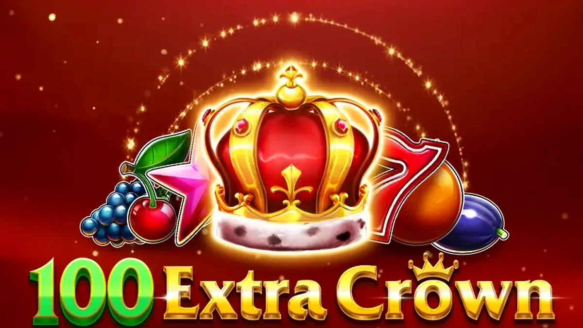 100 Extra Crown slot game screen na may mga prutas at korona