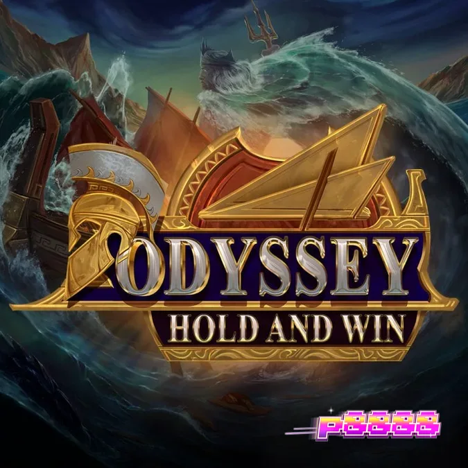 Ang madilim at maalon na tema ng Odyssey Hold and Win slot grid.